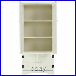 Accent Storage Cabinet Adjustable Shelves Antique 2 Door Floor Cabinet White