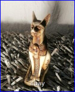 Ancient Egyptian Antiquities Statue Goddess Bastet Cat white Stone