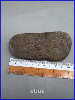 Ancient Near Eastern Rare Winged Man Fight Lion Stone Inscription Tablet