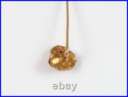 Antique 14k Gold Art Nouveau Enamel & Diamond Pansy Flower Stick Pin