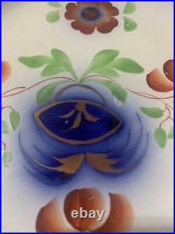 Antique 1850 Gaudy English Earl White Flow Blue Ironstone Seeing Eye Plates 8.5