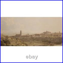 Antique 18th Original View Fribourg Engraving paper Painting signed BIEDERMANN