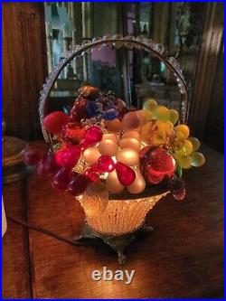 Antique 1920's Beaded Glass Czechoslovakian Fruit Lamp