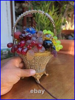 Antique 1920's Beaded Glass Czechoslovakian Fruit Lamp