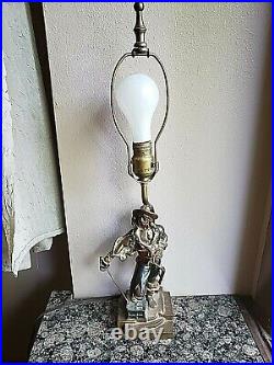 Antique 1920's SWASHBUCKLER Figural Lamp by Armor Bronze 23 Working Table Lamp