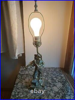 Antique 1920's SWASHBUCKLER Figural Lamp by Armor Bronze 23 Working Table Lamp
