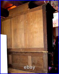 Antique 19th C. English Oak Court Cupboard Buffet Sideboard Hutch China Cabinet