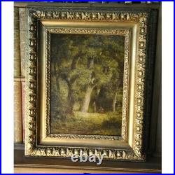 Antique 19th Rare Original Under Wood Oil Wood Painting signed VAN BORSELEN