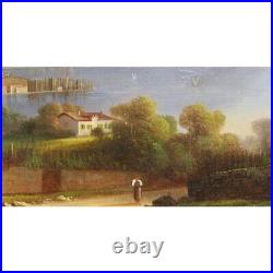 Antique 19th Swiss Original Vevey Oil canvas Painting unsigned