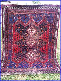 Antique Afchar Rug of classic design Wool Tribal Handmade Carpet 5.5 x 4.5 Ft