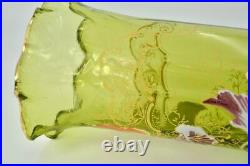 Antique Art Nouveau Vase Legras Saint-denis France Glass Enamel Gold Flower 19th