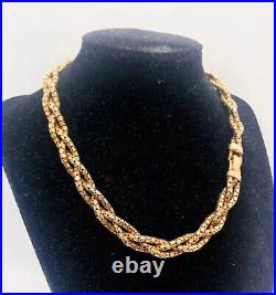 Antique BIGNEY Gold Filled Necklace Mesh Woven Design Signed Vintage Jewelry