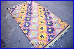 Antique Carpet Dhurries Dhurrie Traditional Indian Rugs Star Design Multy Color