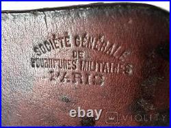 Antique Cartridge Box Paris France Eagle Crown Brass Leather Societe General Old