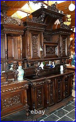 Antique Dining Room Set 5 P Furniture Renaissance XVII Th Carved Wooden Walnut