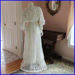 Antique Edwardian 1900s White Cotton Cut Work Lace Summer Lawn or Tea Dress