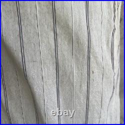 Antique Edwardian Blue Striped Silk Brocade Dress Lace Mens Shirt Fabric Vintage