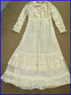 Antique Edwardian Dress Ca 1910 French Net + Lace Gorgeous