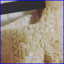 Antique Edwardian Lace Top Off White Boned Handmade