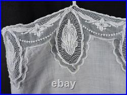 Antique Edwardian Rich Hand Embroidered Linen Slip For Dress From Italy