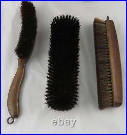 Antique English Oak Hanging Clothes Brush Boot Brush Set Circa 1900