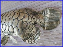 Antique Figure Fish Pisces Bronze Hook Decor Patina Sculpture Rome Rare Old 20th