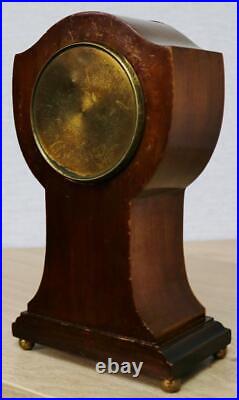 Antique French 8 Day Solid Mahogany Shield Balloon Style Timepiece Mantel Clock