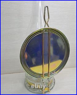 Antique French Brass Glass Oil Lamp With Mirror Hanging Filament Vintage Lantern
