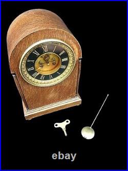 Antique French Clock Large Oak Gong Striking Brocot Movement Mantel Clock c1870