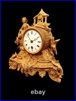 Antique French Clock Victorian Ormolu Rococo c1860 Napoleon III 19th Century