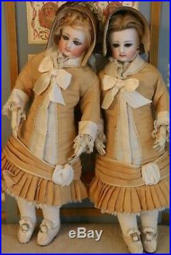 Antique French FG Fashion Poupee Twins 11 1/2 IN Ca. 1880's French Fashion Dolls