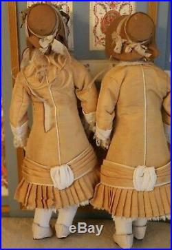 Antique French FG Fashion Poupee Twins 11 1/2 IN Ca. 1880's French Fashion Dolls