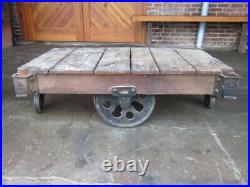 Antique Furniture Factory Cart-Industrial Railroad-Coffee table Lineberry