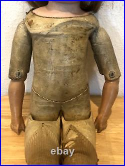Antique German Armand Marseille Darling 18 Bisque Head Leather Straw Body Doll