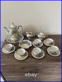 Antique Imperial Germany 19 Piece Tea Set Hand Decorated Artist Signed
