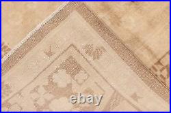 Antique Indian Beige and Chocolate Brown Handwoven Wool Rug BB6616