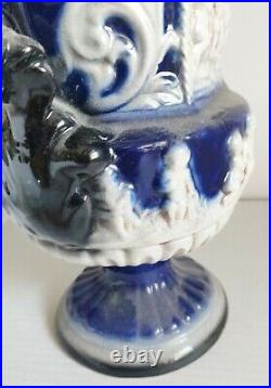 Antique Italian Vase Stunning With Cobalt Blue Cherubs Vase 12 H Vintage