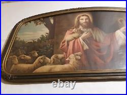 Antique Jesus Christ Lithograph Original Frame EUC Religious Iconography