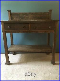 Antique Library Table Oak, Arts and Crafts, Side Board, Vintage