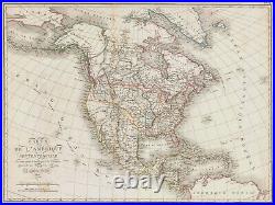 Antique Map Carte De L'Amerique Septentrionale (North America) A. Tardieu, 1821