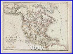 Antique Map Carte De L'Amerique Septentrionale (North America) A. Tardieu, 1821