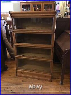 Antique Oak 4 High Stack Barrister Bookcase Arts & Crafts Macey/Globe Wernicke