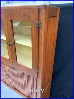 Antique Oak & Birch Wood Kitchen Hoosier Cabinet w Working Surface