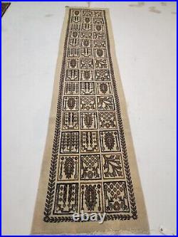 Antique Oriental Hand-Knotted Wool Runner Designer Beige/Brown 2'5 x 10'7
