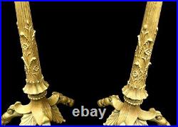 Antique Pair Of Candlesticks Bronze French Signed Ormolu 19th Century Victorian