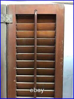 Antique Pair Wood 17x77 Louvered Bi Fold Chestnut Interior Shutters Old 794-23B