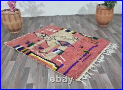 Antique Pink vintage turkish rug, Moroccan wool knotted area rug Large Berber