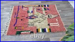 Antique Pink vintage turkish rug, Moroccan wool knotted area rug Large Berber