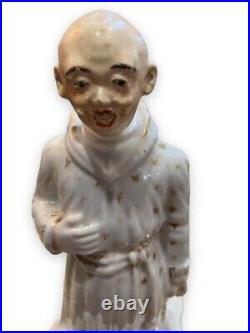 Antique Porcelain Bottle Magot Paris Fun Decor Figurines Head Rare Old 20th