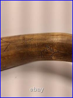 Antique Powder Horn Scrimshaw Carved handmade original Best Offer